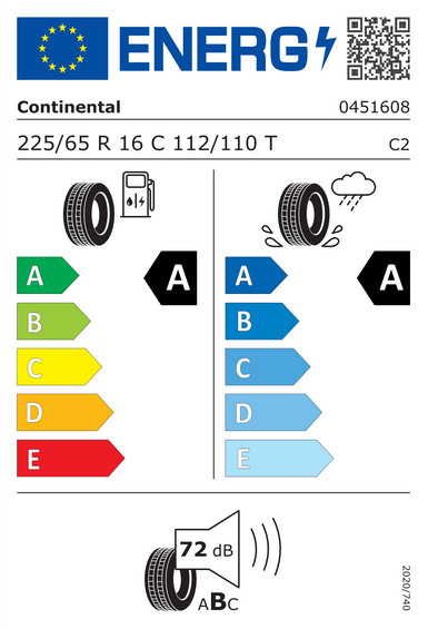Pneus Continental VanContact Eco 225/65 R16 112T