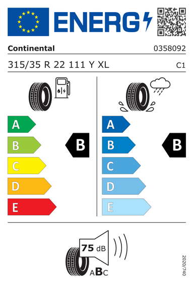 Pneus Continental PremiumContact 6 XL SSR * 315/35 R22 111Y