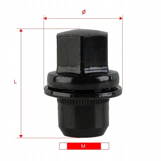 Ecrou de fixation M12x1,5 / fermé avec rondelle plate / noir / K21